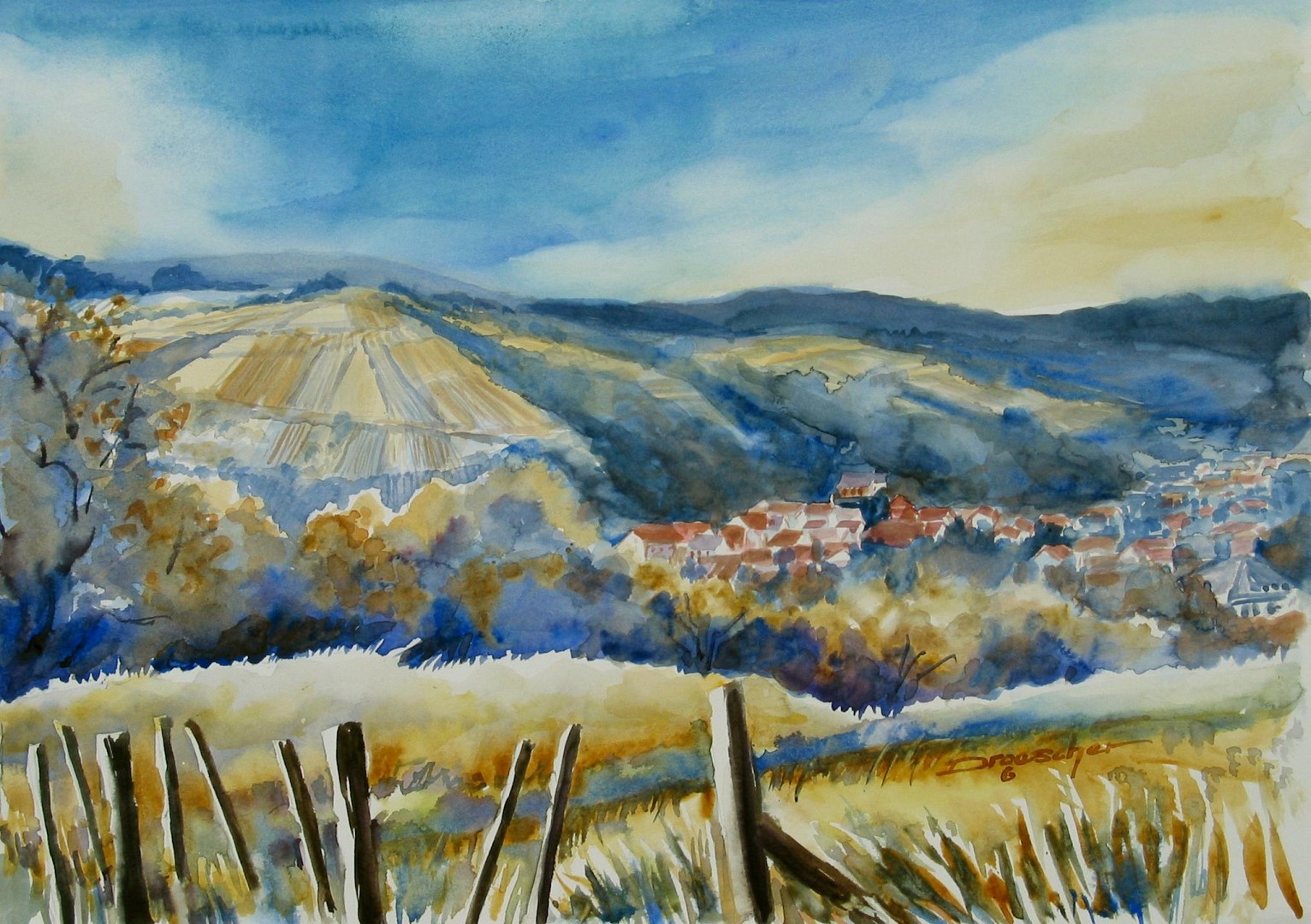 Zell Meerbachtal mit Zaunpfählen 36x51 2006.jpg