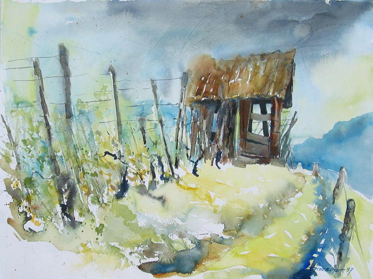 Bergstrasse verfallenens Weinberghäuschen 01 1997.JPG