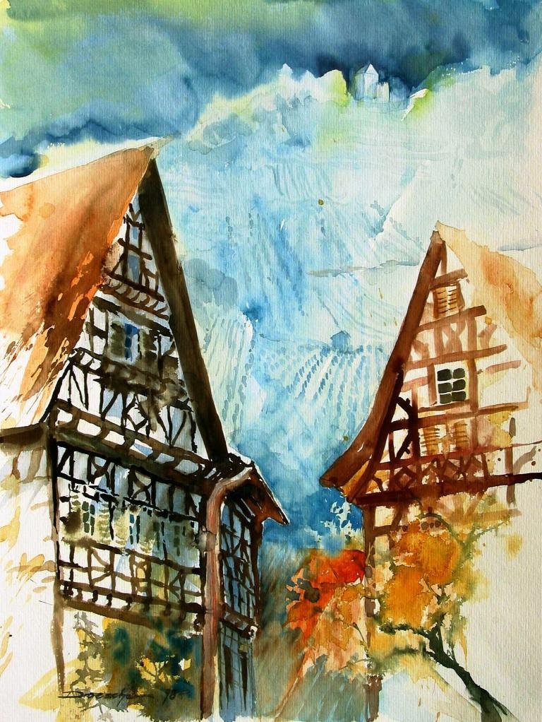 Heppenheim, Blick zur Starkenburg, 1998, 46x36.jpg